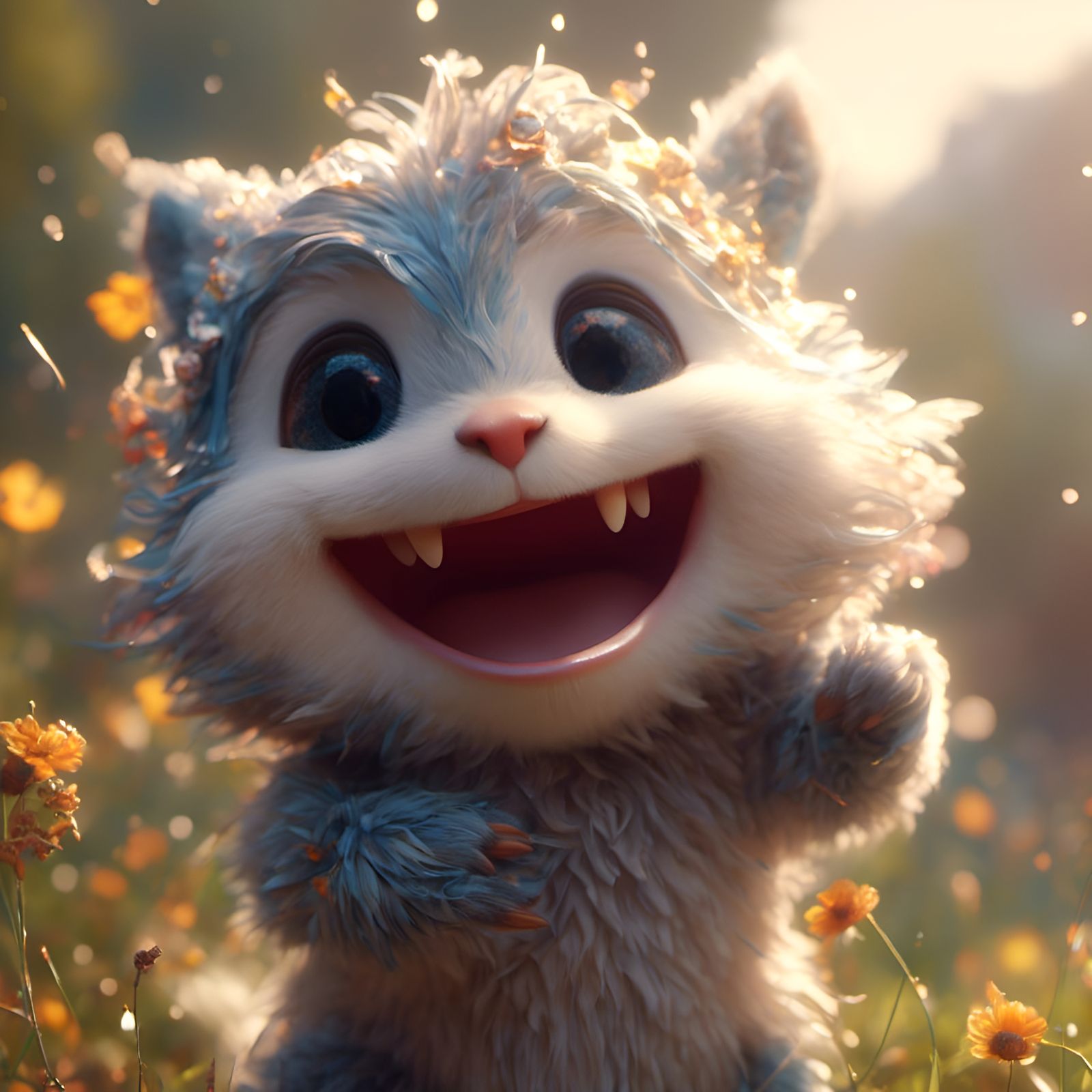 Adorable Fluffy Critter Portrait in Detailed Digital Art