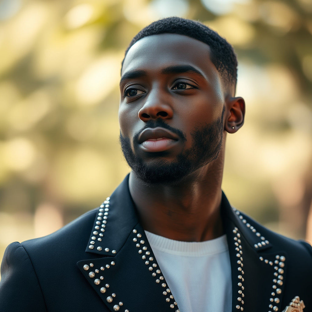 Black Male in Silver Studded Blazer, Professional Photograph...