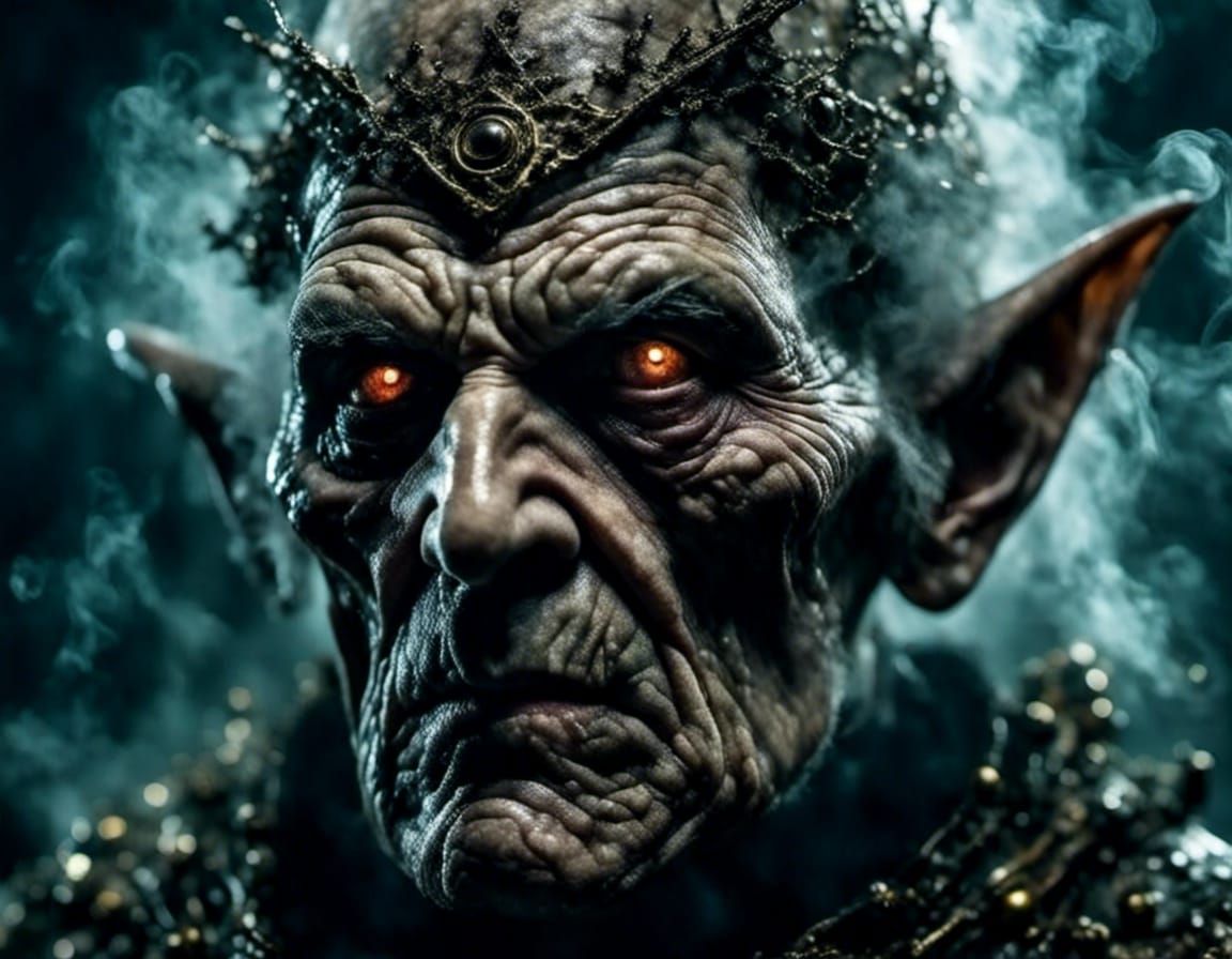 Frowning Alien Wizard in Dark Fantasy Realism