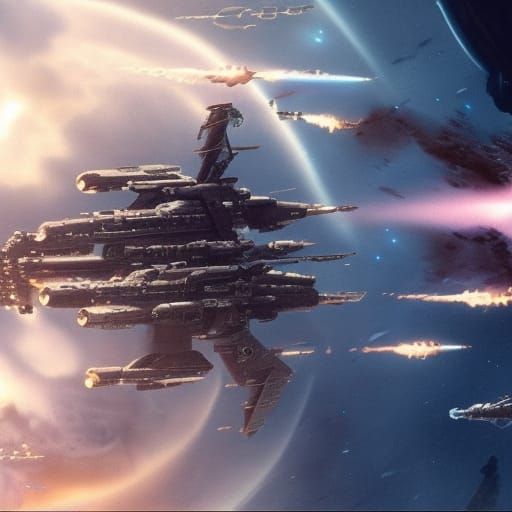 Epic Space Battle: Dramatic Digital Matte Painting