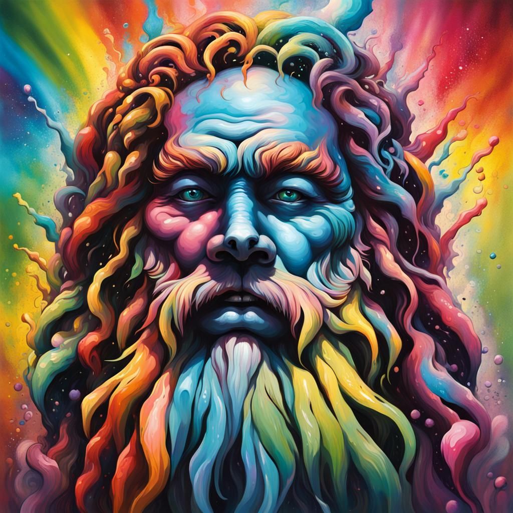 Rainbow God Graffiti Art in Polychromatic Style