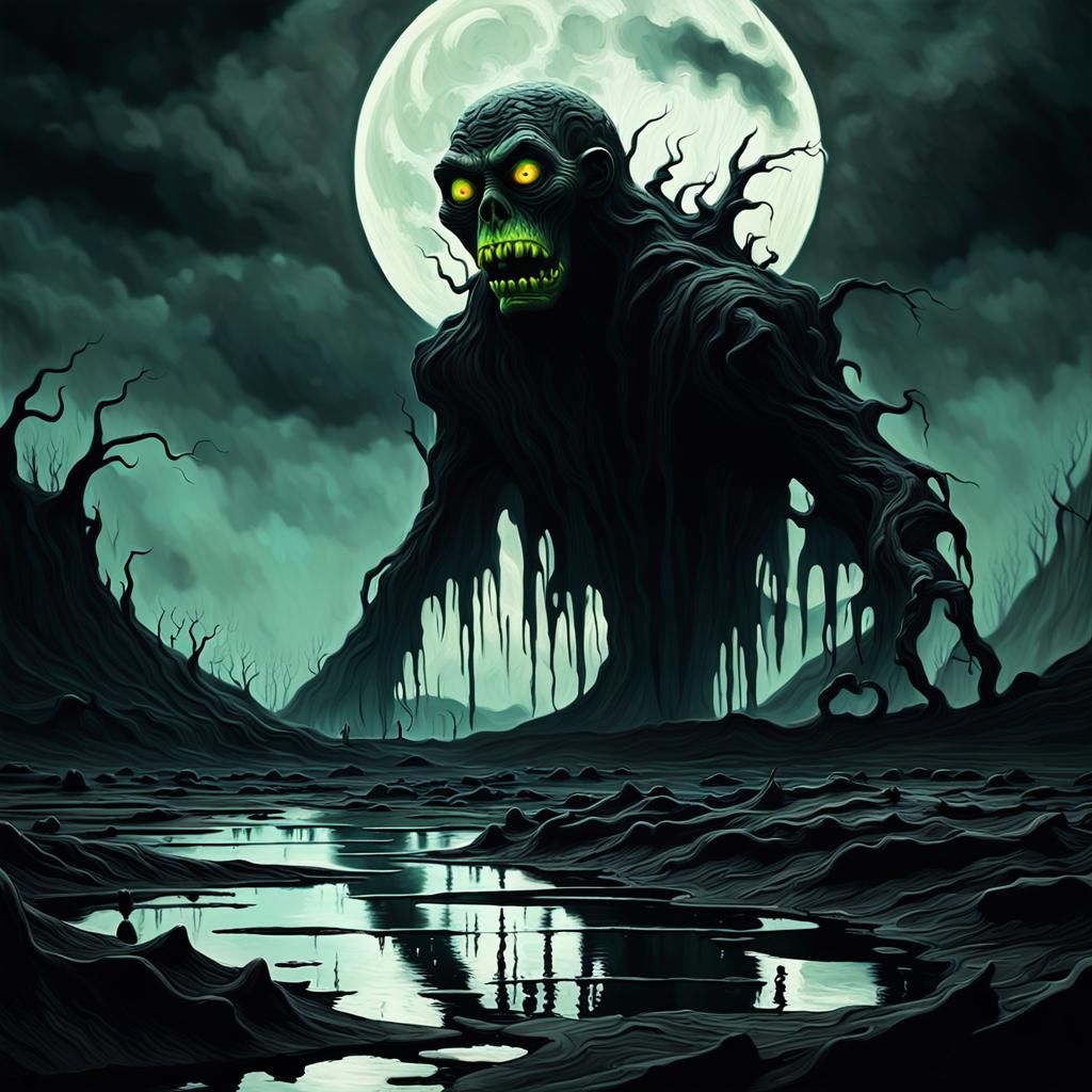 Surreal Grotesque Creature Emerges in Impasto Style