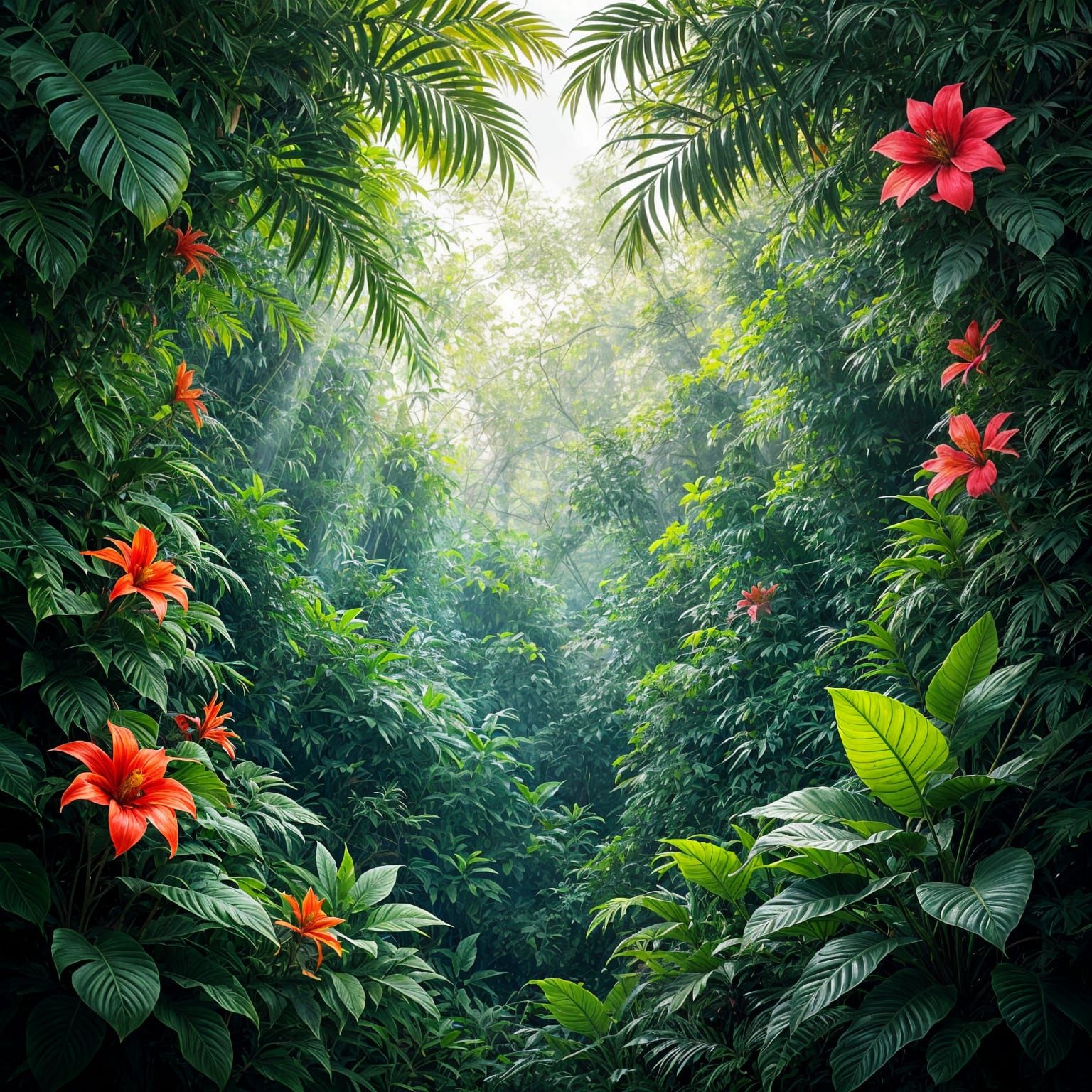 Biophilic Geometry with Lush Plants