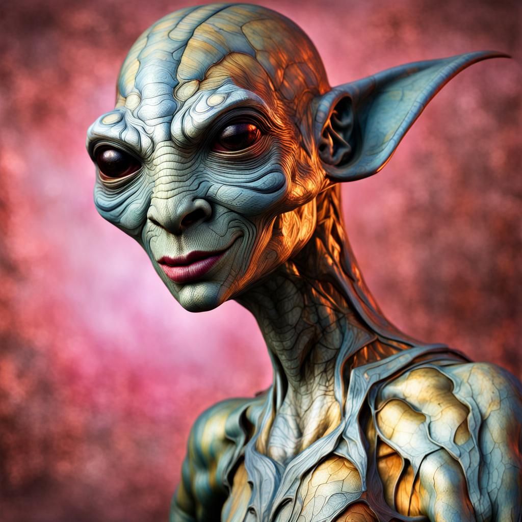 Photorealistic Aliens in Subdued Lighting: Hyperreal Portrai...
