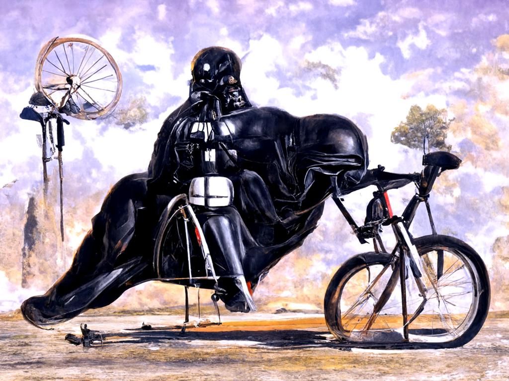 Darth Vader Rides Bicycle in James Gurney Style