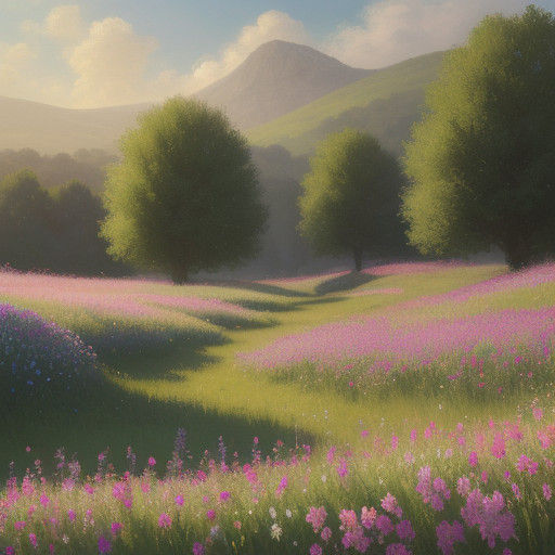Surreal Countryside Landscape in Impressionist Style
