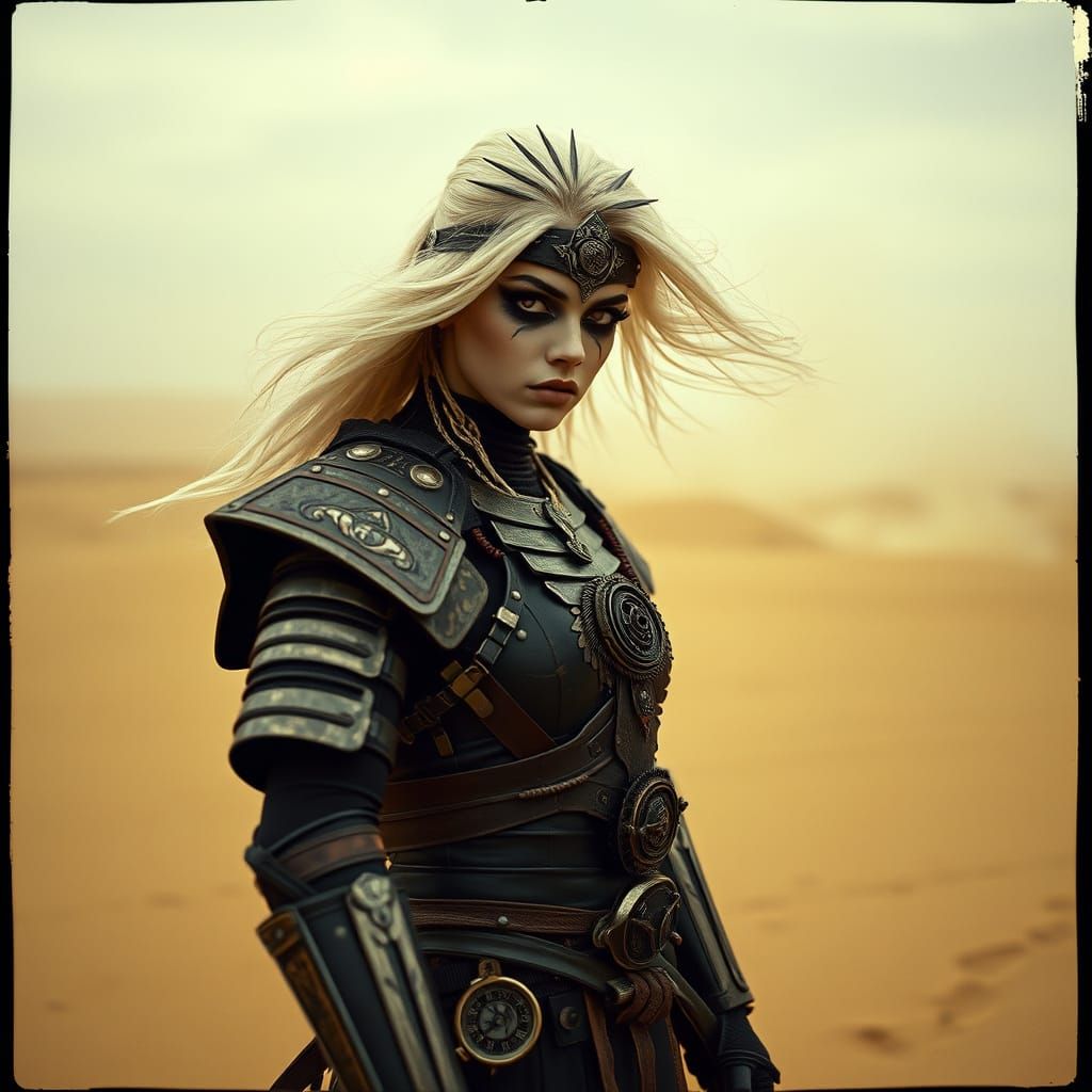 Steampunk EMO Warrior in Endless Desert
