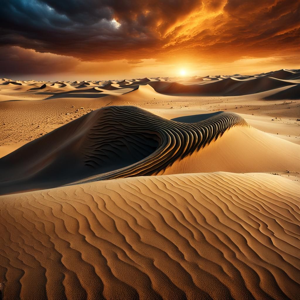 Sandworm Emerges on Arrakis: A Surrealist Vision