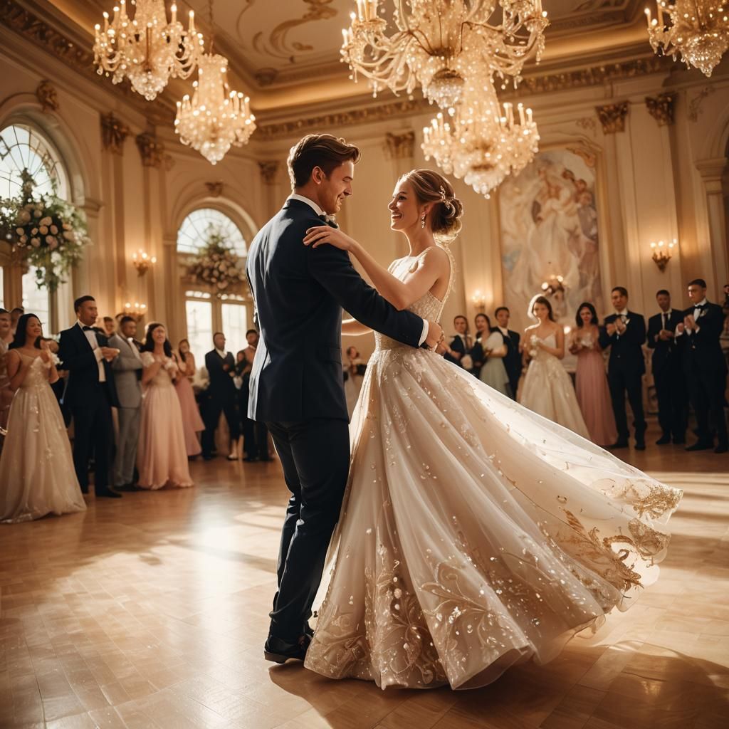 Dreamy Ballroom Dance Illustration in Pastel Colors