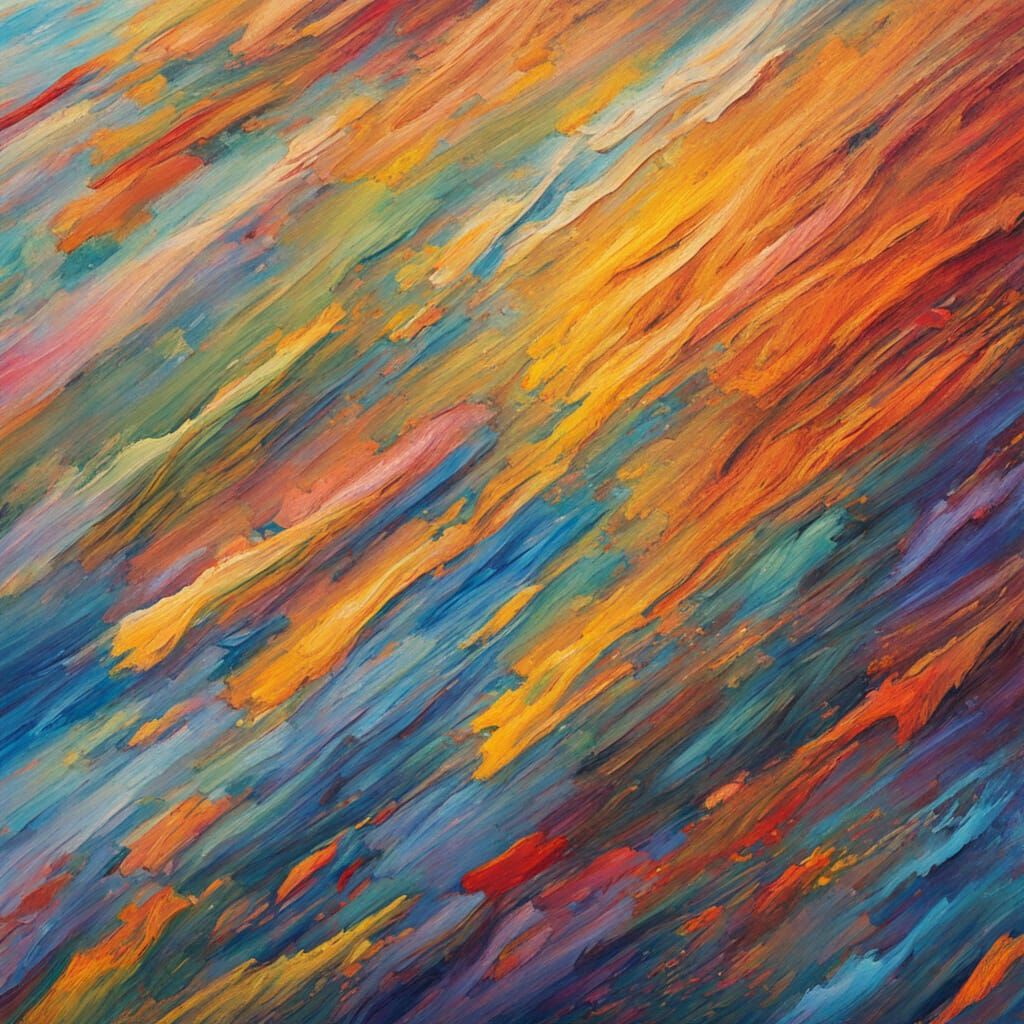 Expressive Figure Floating on Rainbow Dust in Neo-Impression...