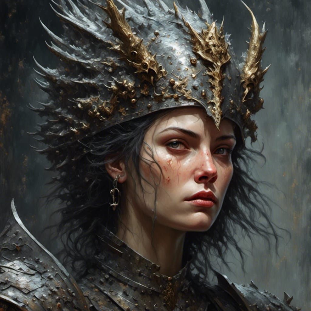 Barbarian Warrior Woman with Plasma Sword and Ice Shield