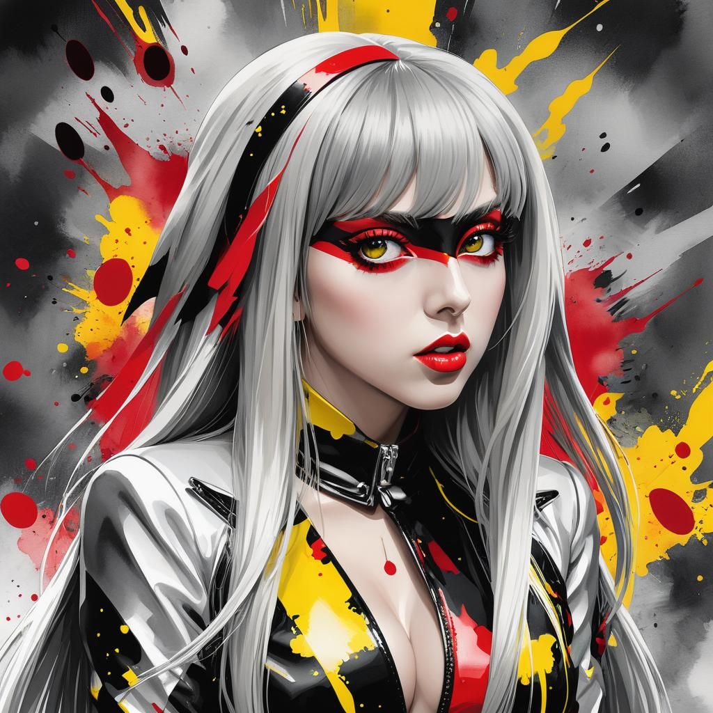 Lady Gaga Poker Face in Manga Watercolor