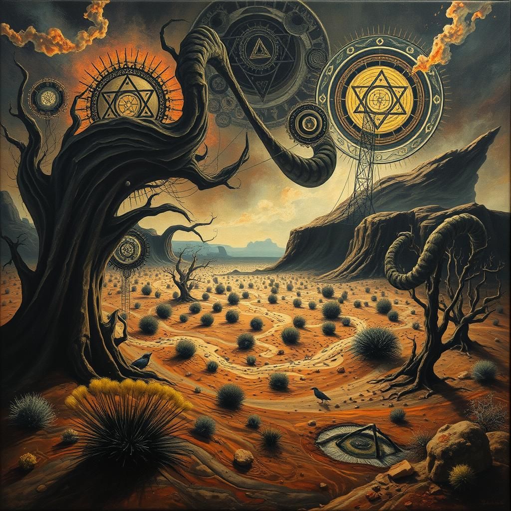 Dystopian Outback: Art Deco Surrealism in Heavy Metal Style