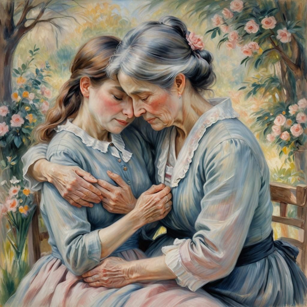 Heartwarming Family Portrait in Impressionist Style