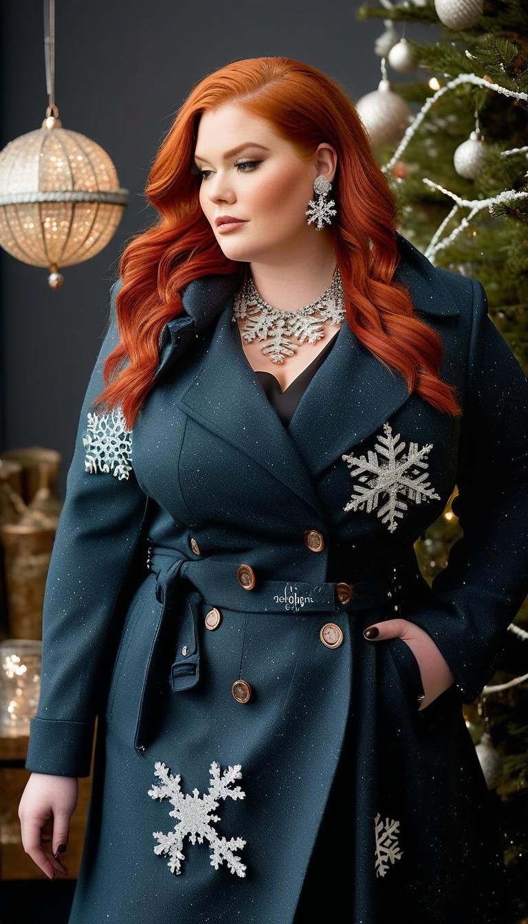 Pretty Woman Posing in Chic Christmas Clothing Boutique