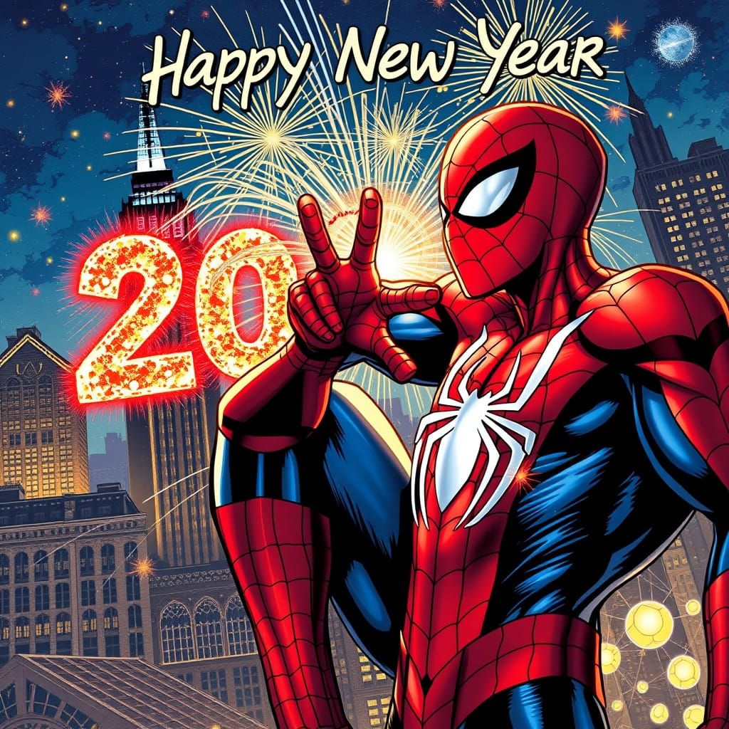 Spider-Man Celebrates New Year with Heroic Flair