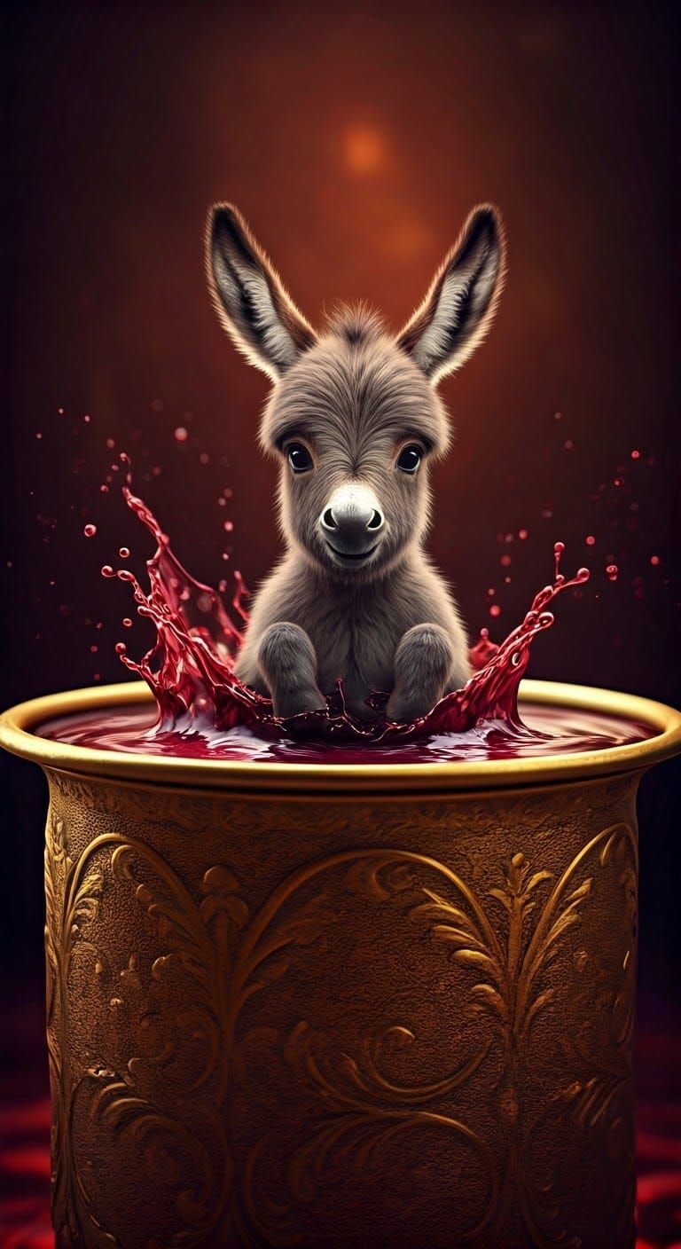 Miniature Donkey's Wine Bath: A Cinematic Masterpiece
