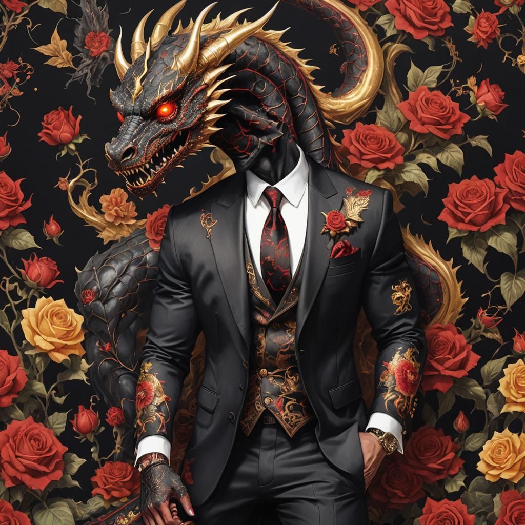 Muscular Demon with Dragon in Cosmic Setting