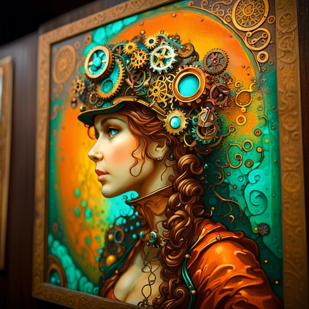Steampunk Volt Prototype Painting with Filigree Details