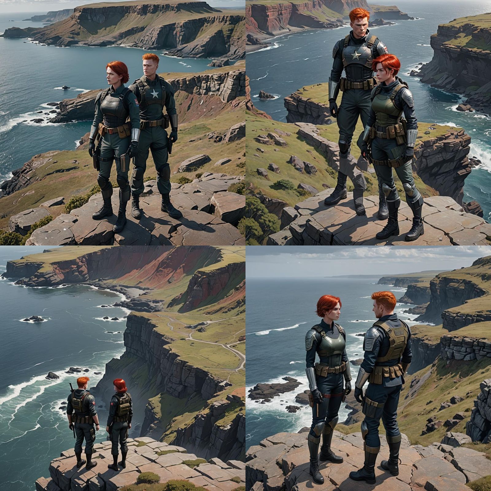 Redhead Super Soldier Overlooking Ocean
