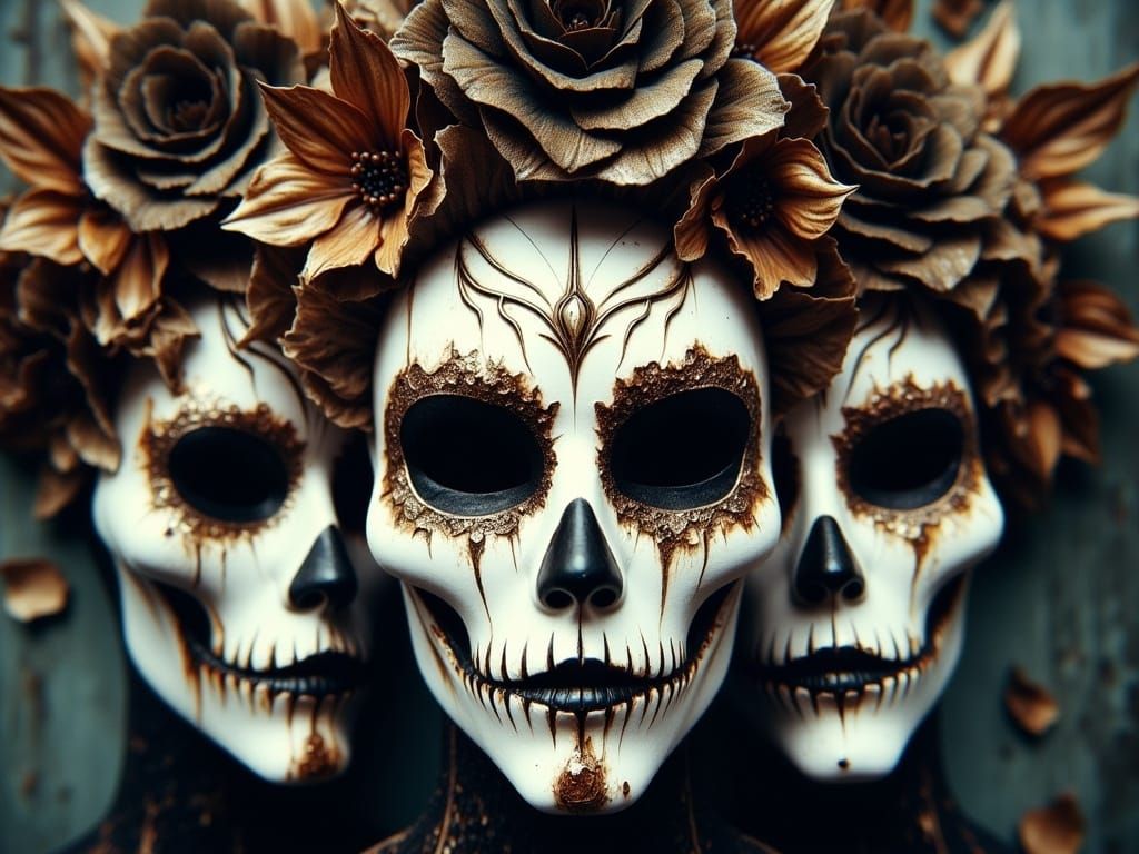 Day of the Dead Carnival Mask in Klimt Style