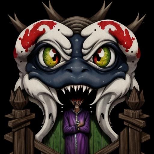 Mischievous One-Eyed Monster in Watercolor Art