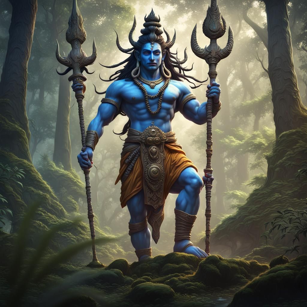 Shiva, God of Destruction in Dark Fantasy Style