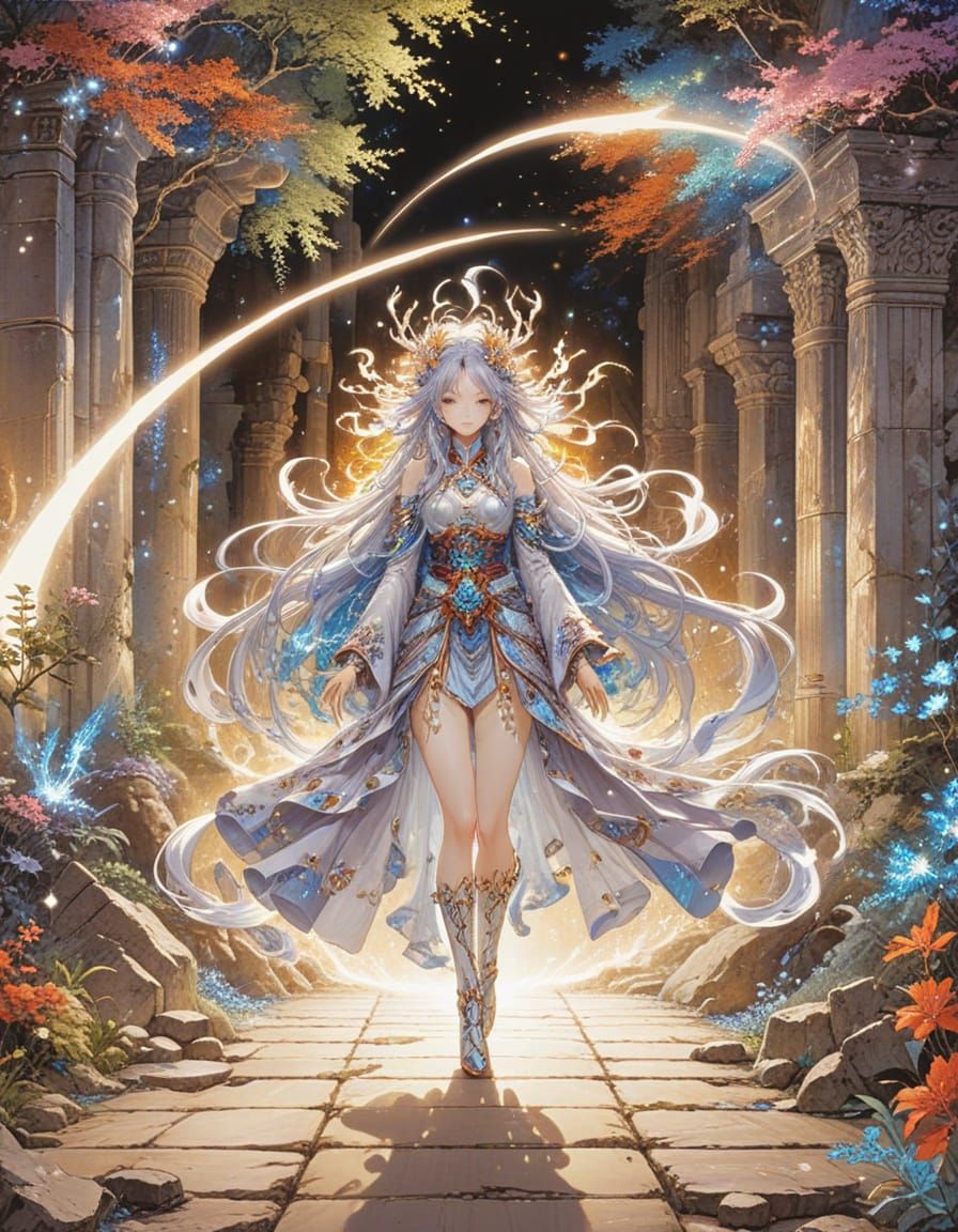 Forest Spirit in Ancient Ruins: Manga Splash Art