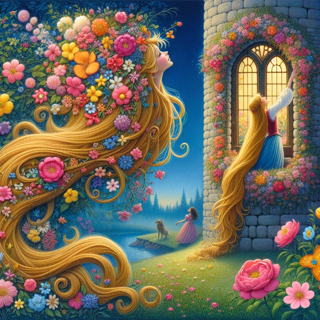 Rapunzel in a Magical Tower Scene