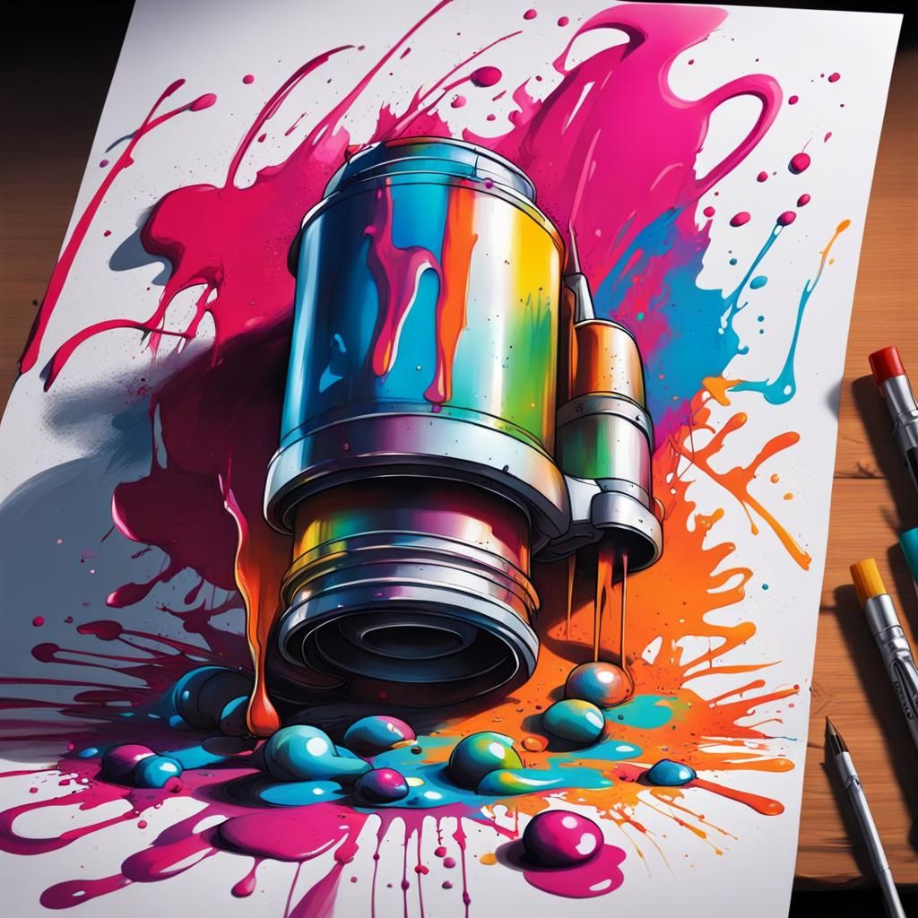 Colorful Graffiti Sketch on Paper with Art Supplies