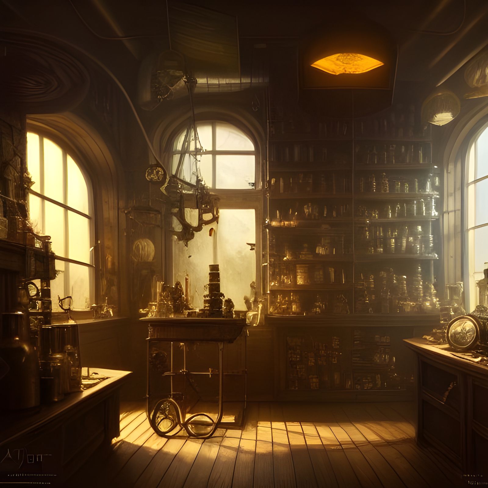 Steampunk Apothecary's Hyperdetailed Atelier Interior