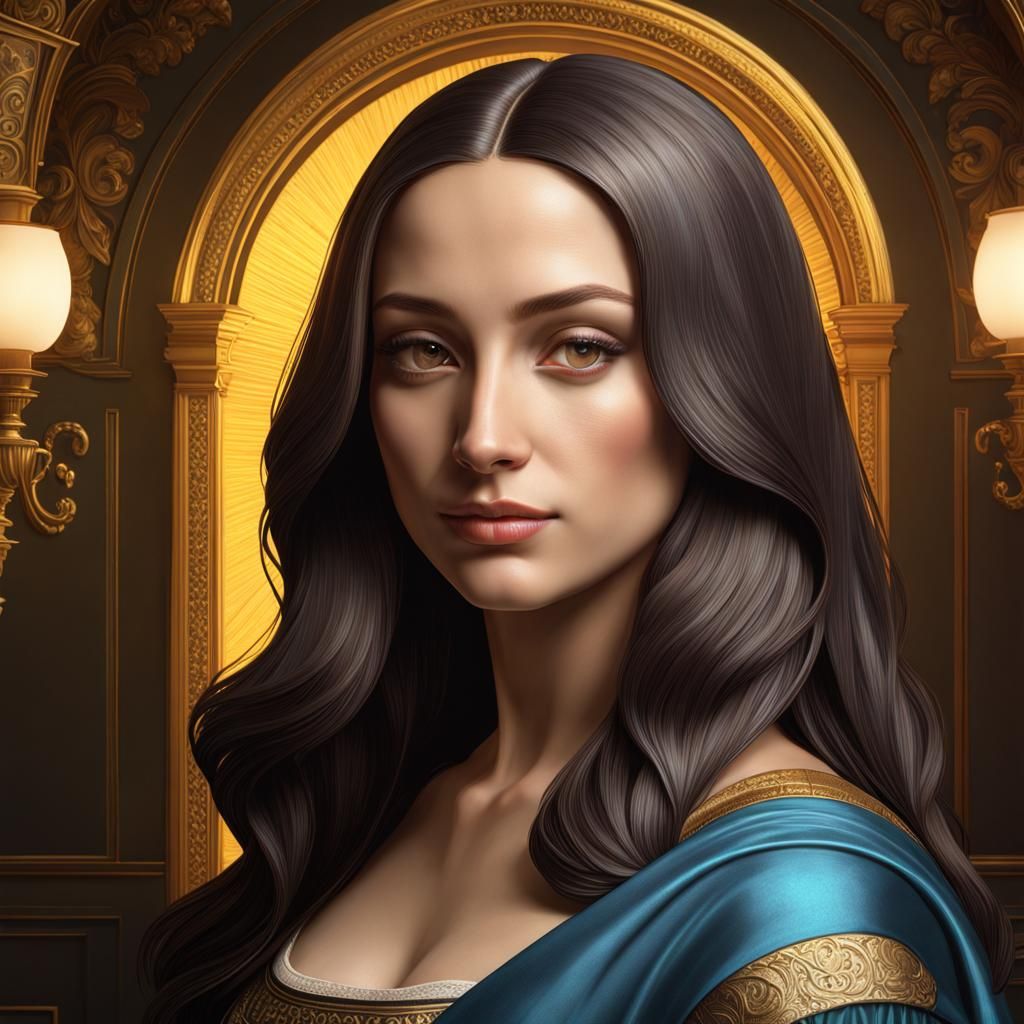 Detailed Mona Lisa Portrait in Artstation Style