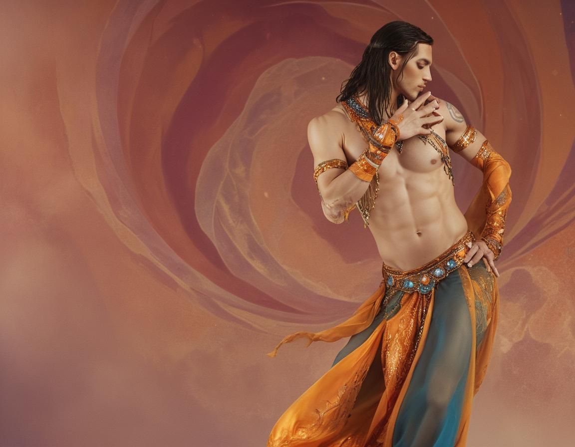 Alluring Male Belly Dancer in Dreamlike Digital Art
