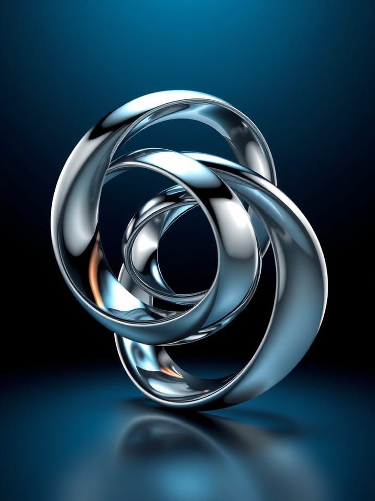 Infinite Loop of Mirrored Chrome and Brushed Steel