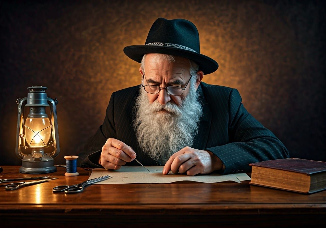 Hasidic Tailor with Peyot and Silver Fedora Hat