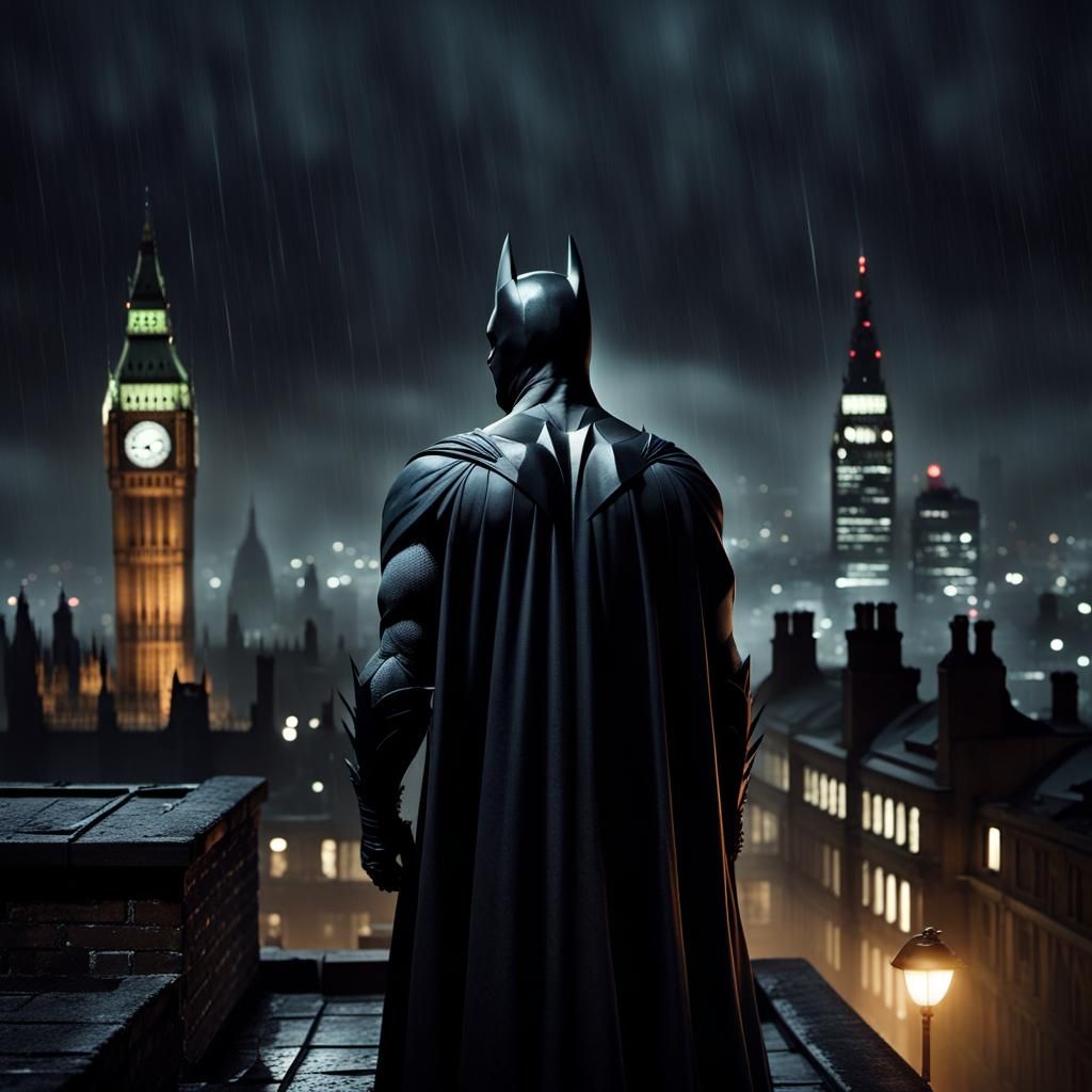 Gothic London Nightscape in Dark, Moody Hues