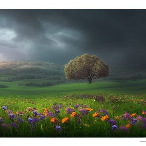Epic Field of Wildflowers: Digital Matte Painting