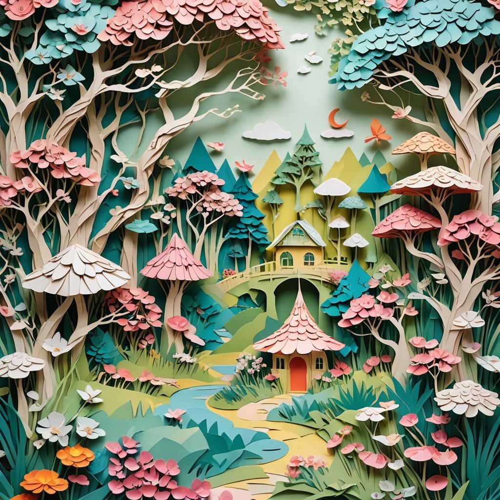 Origami Paper Art: A Fantastical Landscape