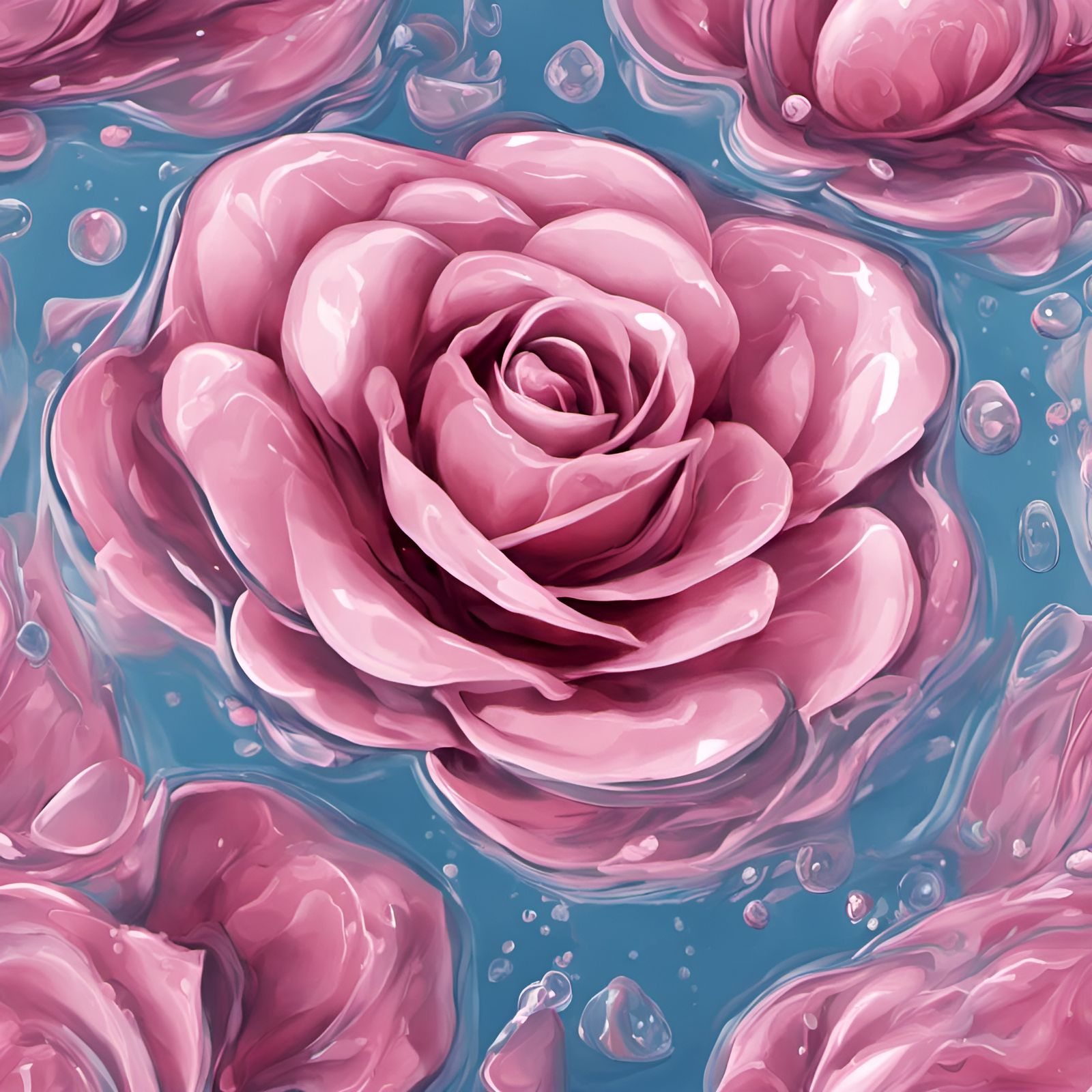 Crystal Water Rose: Hyperrealistic Digital Art
