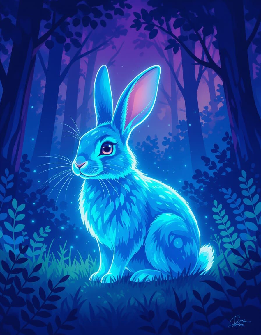 Bioluminescent Dusk Rabbit Creature Concept Art