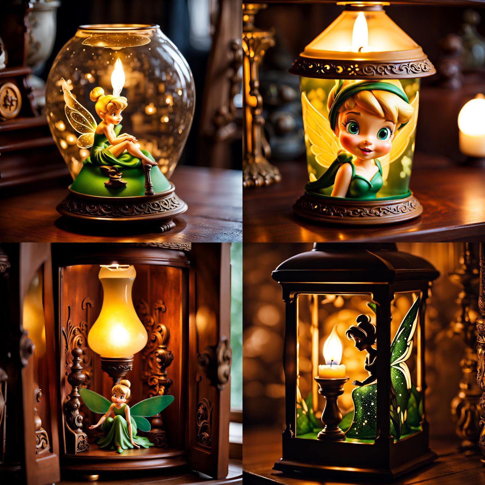 Tinkerbell in a decorative glass case figurines