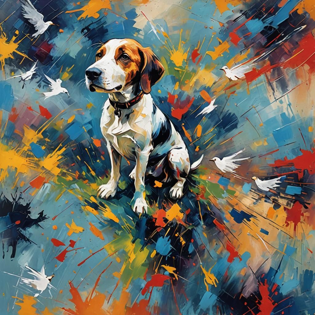 Impressionistic Snoopy Portrait with Abstract Expressionist ...