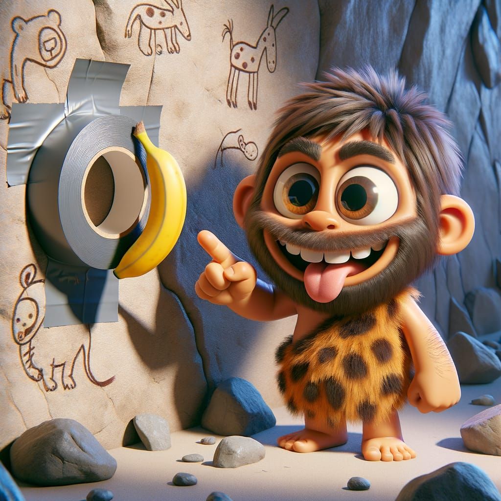 Cartoon Caveman Character in Pixar Style