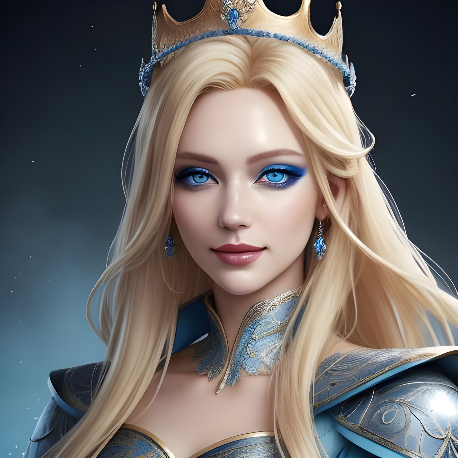 Hyperrealistic Blonde Angel with Sapphire Crown