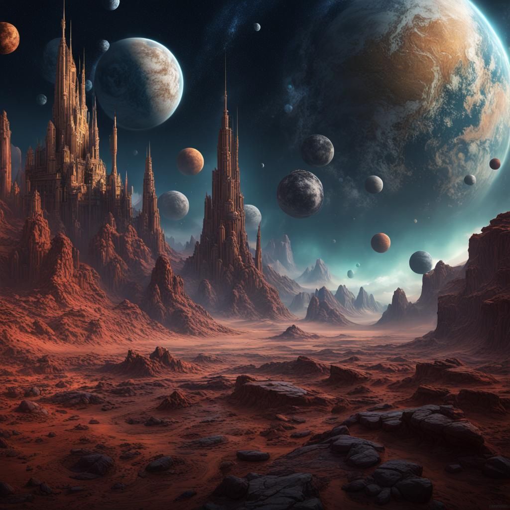 Fantastical Space Scene in Detailed Matte Painting