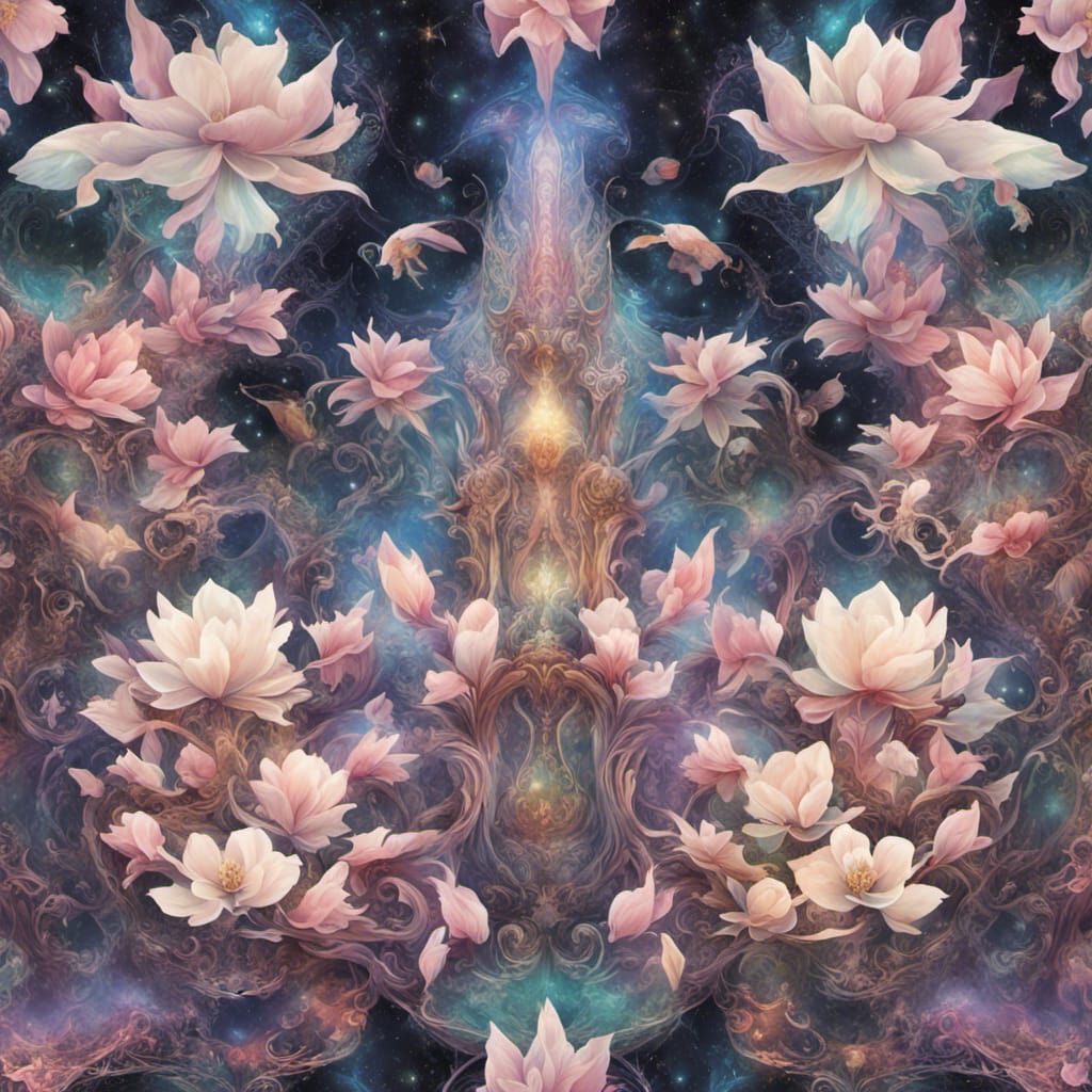 Majestic Maiden with Magnolias and Moths