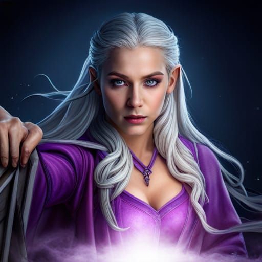 Female Elf Wizard Conjuring Magic