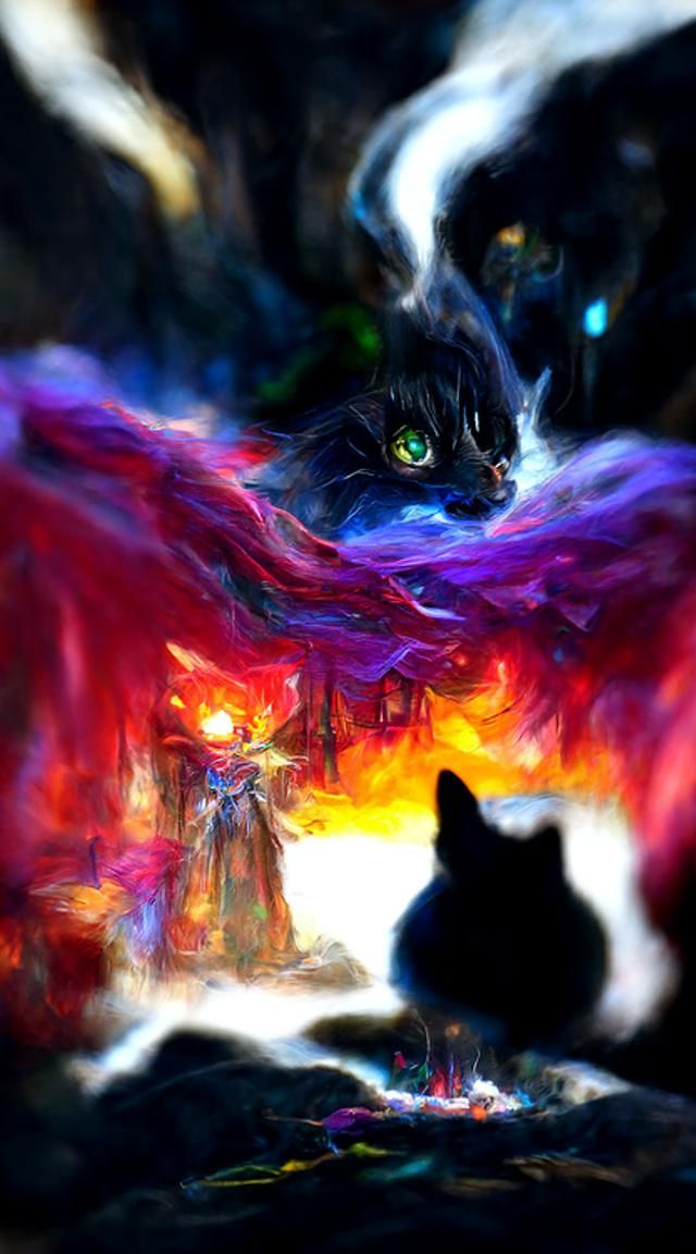 Ethereal Cat Sorcerer Concept Art in Oil Painting Style