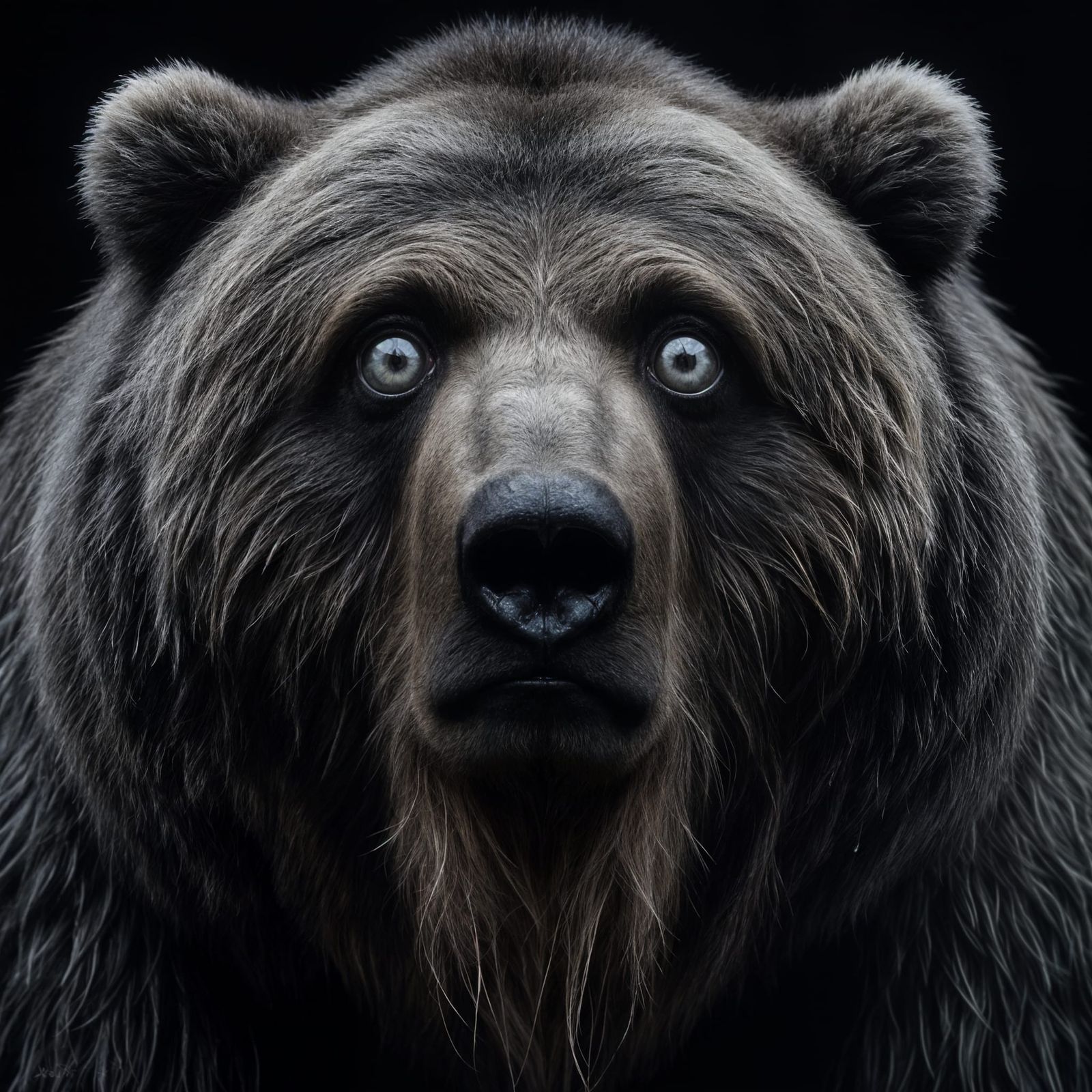A Hauntingly Surprised Kodiak Bear in Close-Up