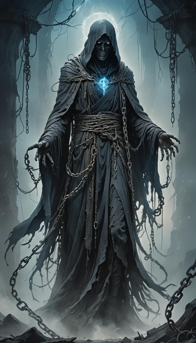 Dark Fantasy Wraith in Ethereal Mist